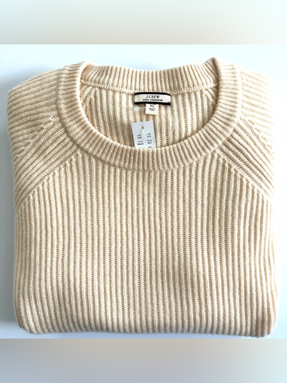 J.Crew Ribbed Cashmere Oversized Crewneck Sweater in Buttercream | XL | NWT